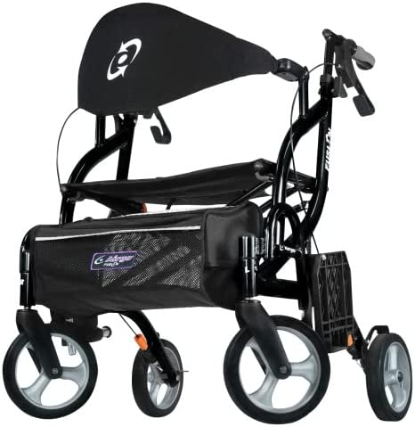 Drive Airgo Fusion Rollator Transport Chair, 300Lb Cap