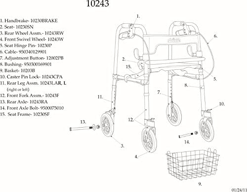 Drive Rollator, 8in, Clever-Lite, 300lb, Folding