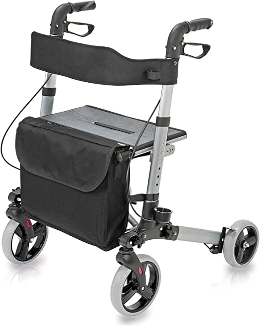 DMI Rollator, Purple, Healthsmart Gateway, Aluminum Rollator with Cane Holder, 300LB Weight Cap