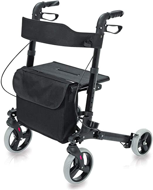 DMI Rollator, Purple, Healthsmart Gateway, Aluminum Rollator with Cane Holder, 300LB Weight Cap