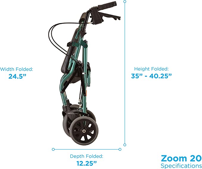 Nova Zoom 18in Junior Rollator, 8in, Hemi, 300lb