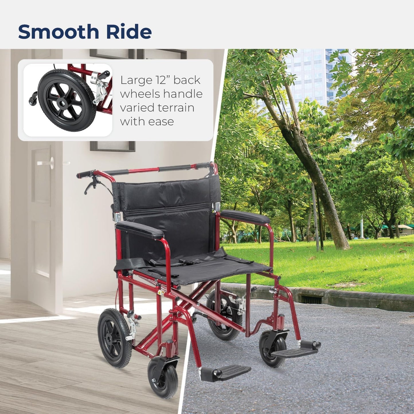22" Bariatric Aluminum Transport Chair