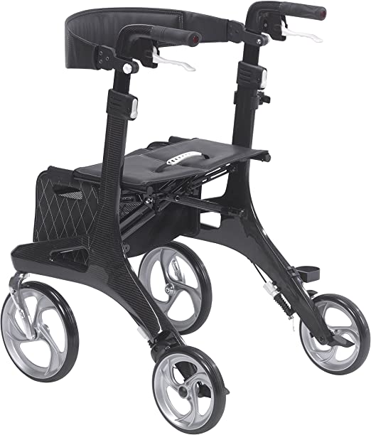 Drive Rollator, 10", Black Carbon Fiber, Nitro Elite, 300Lb Cap, Handle 33.25"- 38.2", Wheighs 12 Lbs