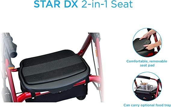 Nova New STAR Heavy Duty Deluxe Rollator, 8" Wheels, 450 lbs.
