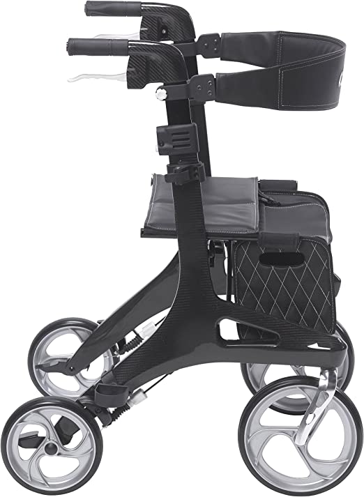 Drive Rollator, 10", Black Carbon Fiber, Nitro Elite, 300Lb Cap, Handle 33.25"- 38.2", Wheighs 12 Lbs