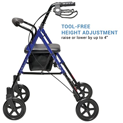 Graham-Field Set n' Go Wide Height Adjustable Rollator, 8", 350 lbs.