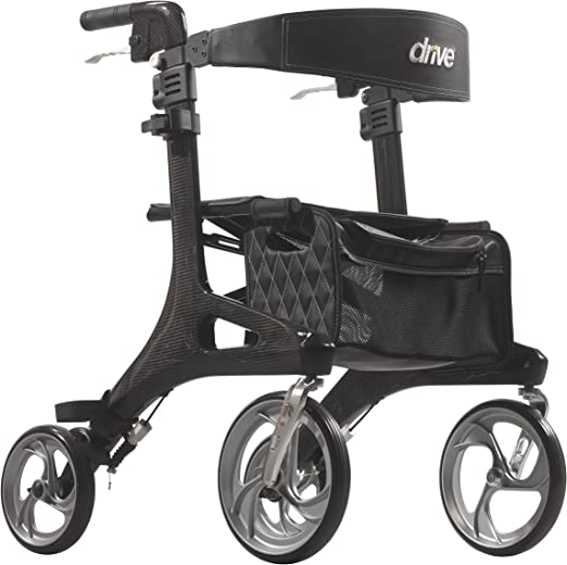 Drive Rollator, 10", Black Carbon Fiber, Nitro Elite, 300Lb Cap, Handle 33.25"- 38.2", Wheighs 12 Lbs