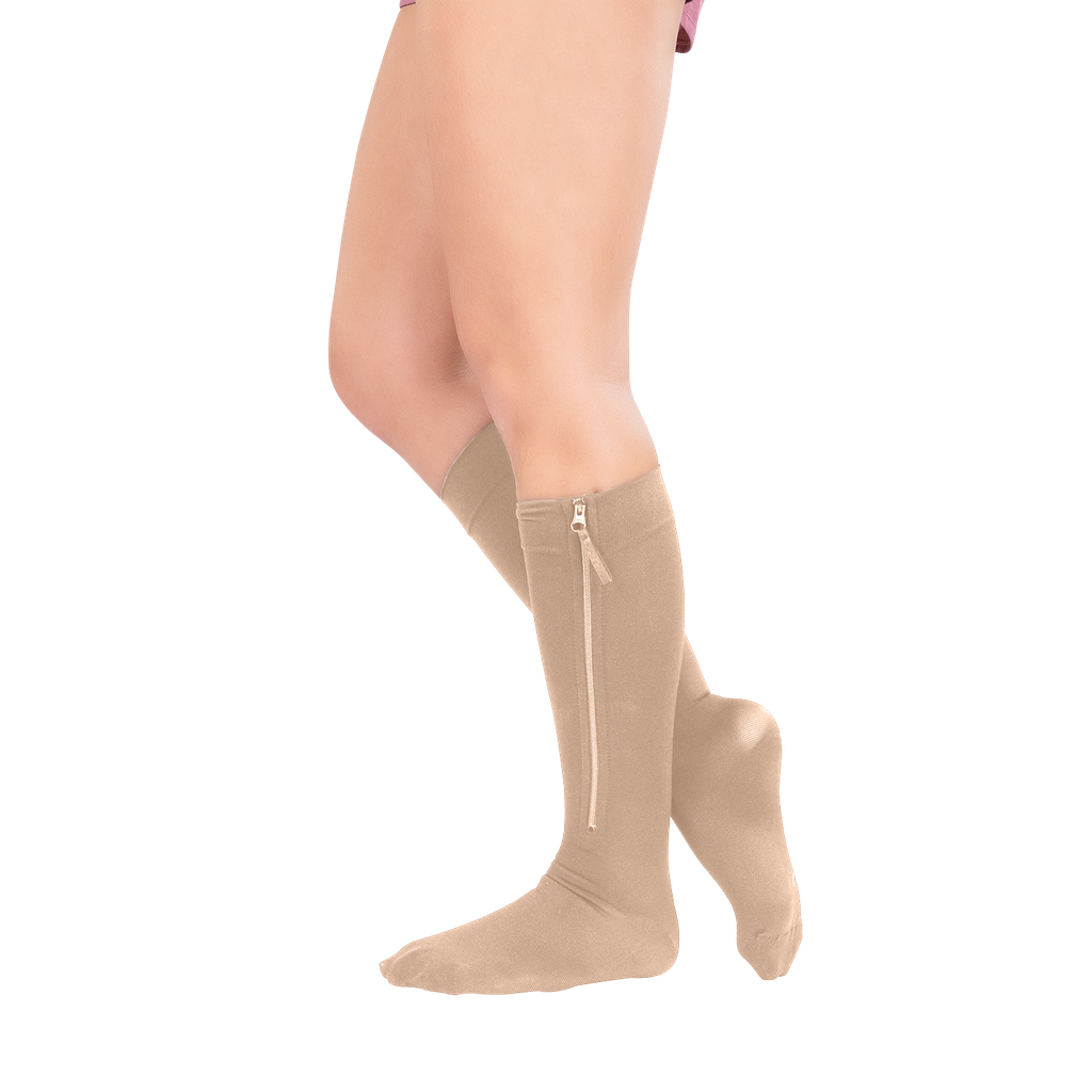 Zippered Knee High Compression Stockings