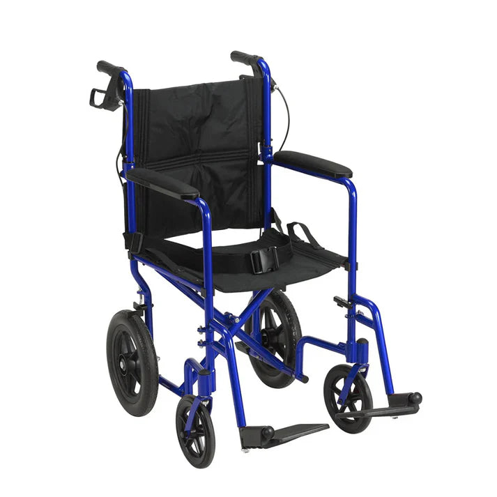 19" Transport Companion Chair with Fold Down Back and Hub Brakes