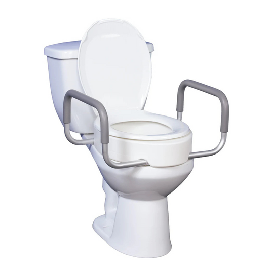 Raised Toilet Seat Round With Removable Arms, 3.5" Height
