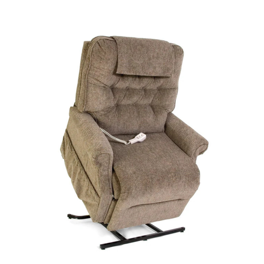 Brown textured lift chair on a white background