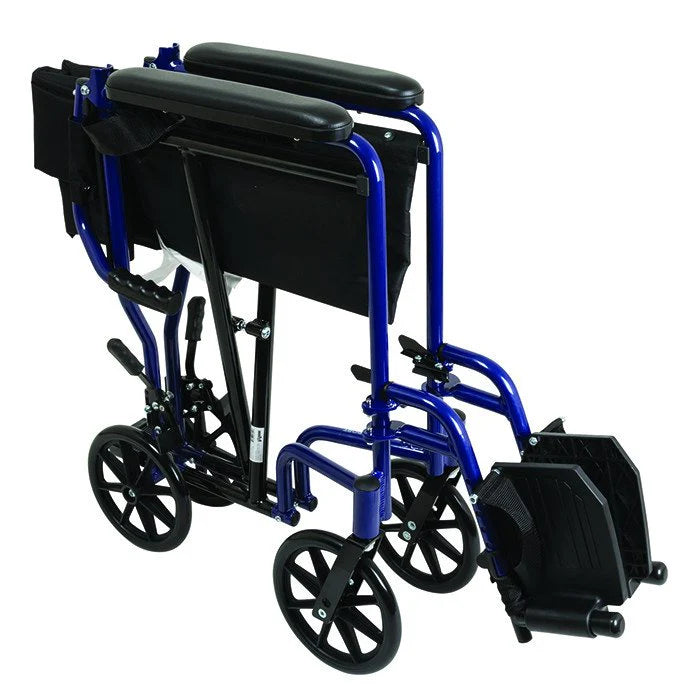 19" Transport Companion Chair with Fold Down Back and Hub Brakes