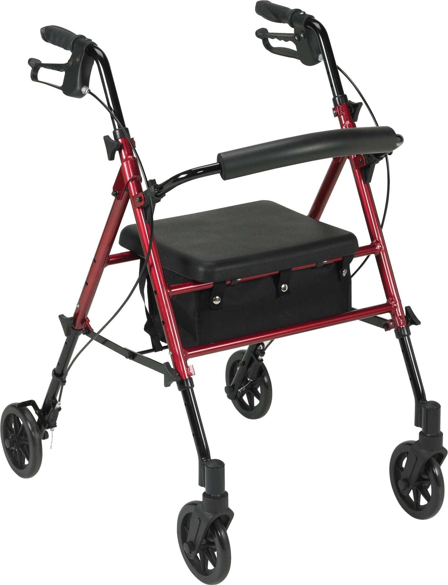 Rollator Walker With Seat, Brakes, 8” wheels - Red