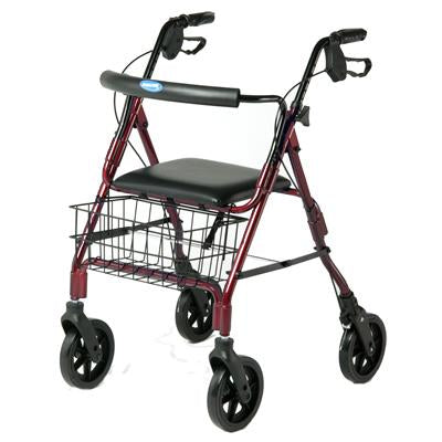 Rollator Walker With Seat, Brakes, 8” wheels - Red