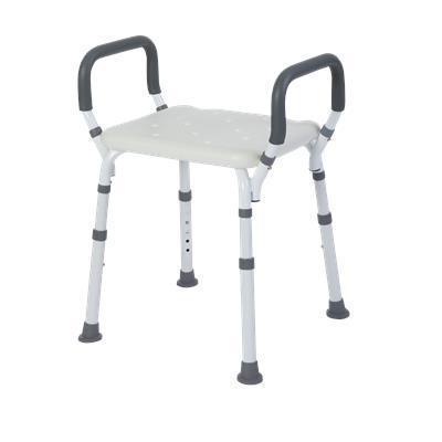 Premium Shower Bench/Chair with Removable Padded Arms - With Back - White