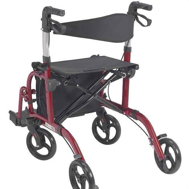 2 in 1 Rollator Walker and Transport Wheelchair Combo