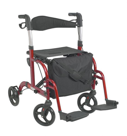2 in 1 Rollator Walker and Transport Wheelchair Combo