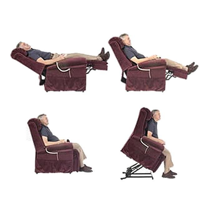 Lift chair with sleeping position, lounging, sitting and standing up positions