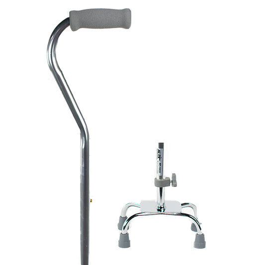 Small Base Quad Cane - Silver