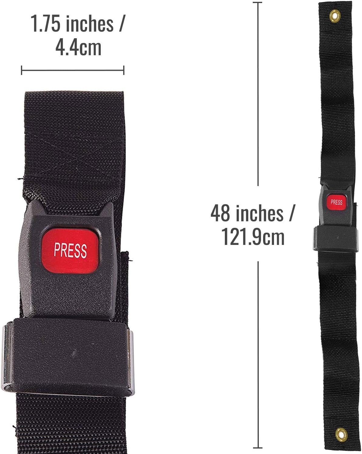 Wheelchair Seat Belt and Safety Harness, 45 Inches long and 1.75 Inches Thick, Adjusts to 41 Inches, Black (Pack of 1)