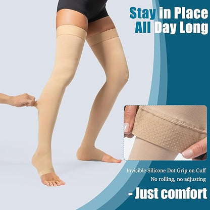 Open Toe Graduated Compression Stockings 20–30 mmHg