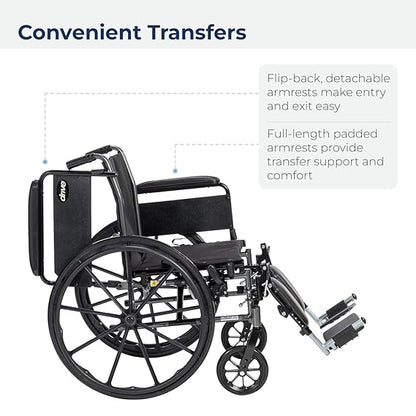 Deluxe Lightweight Wheelchair with Flip Back Desk Arms-20x20 With Elevating Legrests