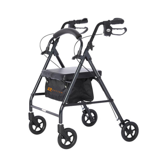 Rhythm Royal Aluminum 4 Wheel Rollator, 6", 300 lbs.