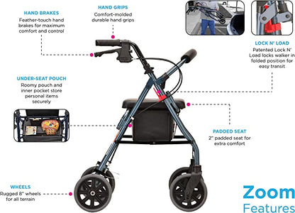 Nova Zoom 24in Rollator, 8in, Tall, 300lb