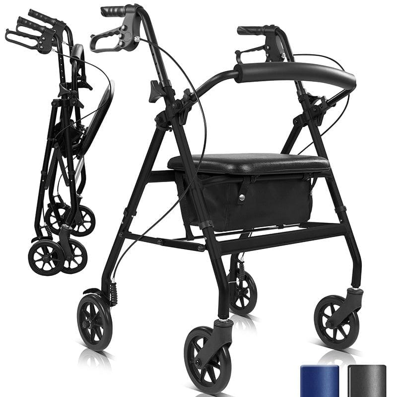 14 lb rollator walker with seat, backrest and brakes
