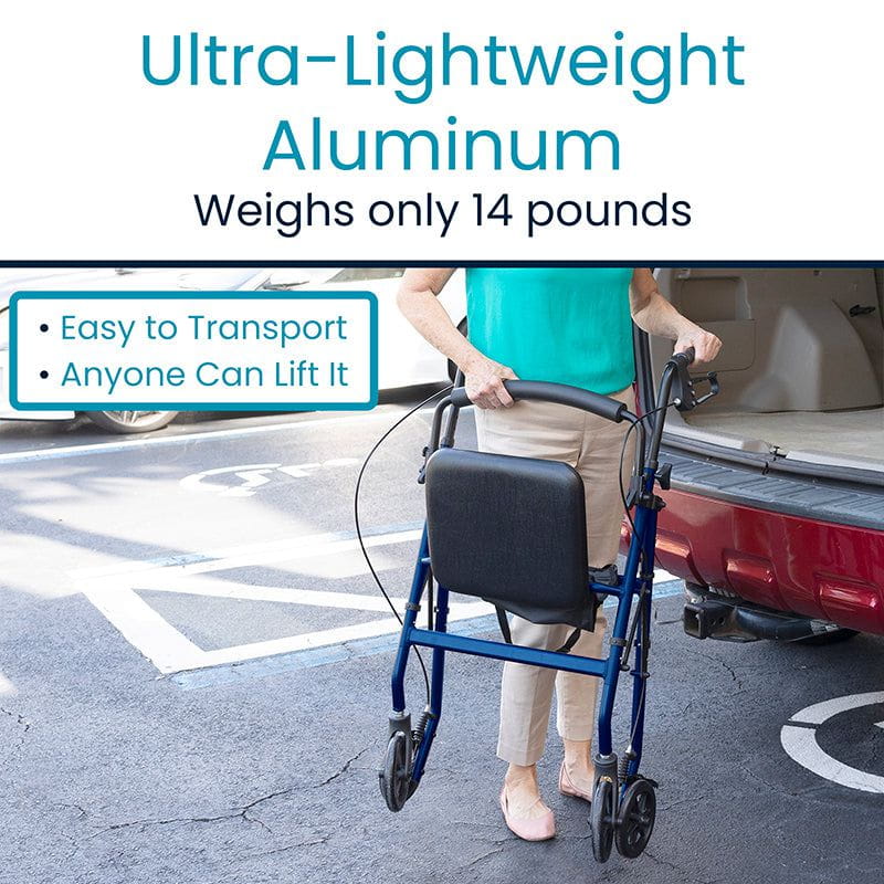 Lightweight rollator walker used indoors