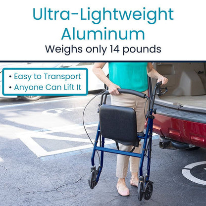 Lightweight rollator walker used indoors