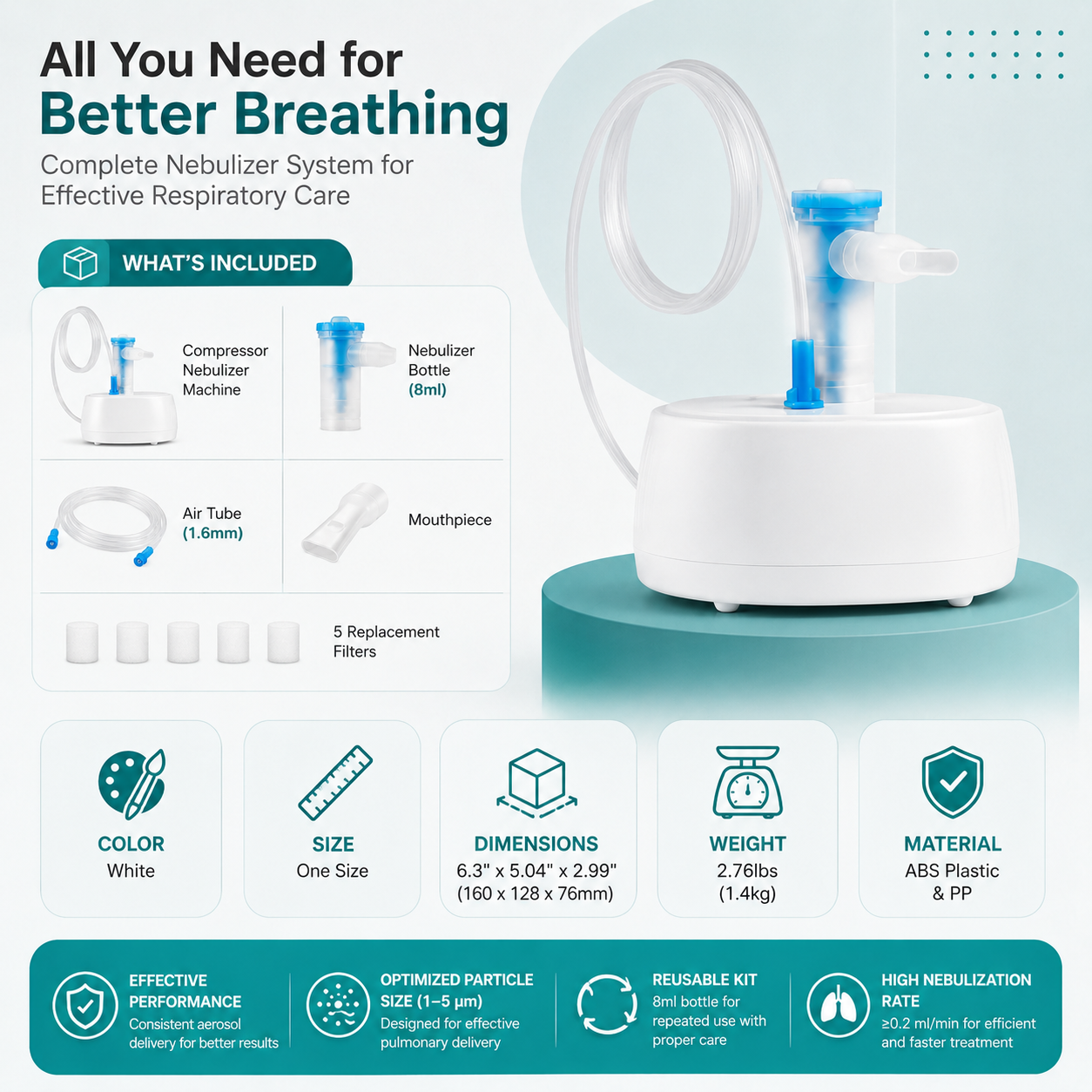Compressor Nebulizer With Reusable Kit