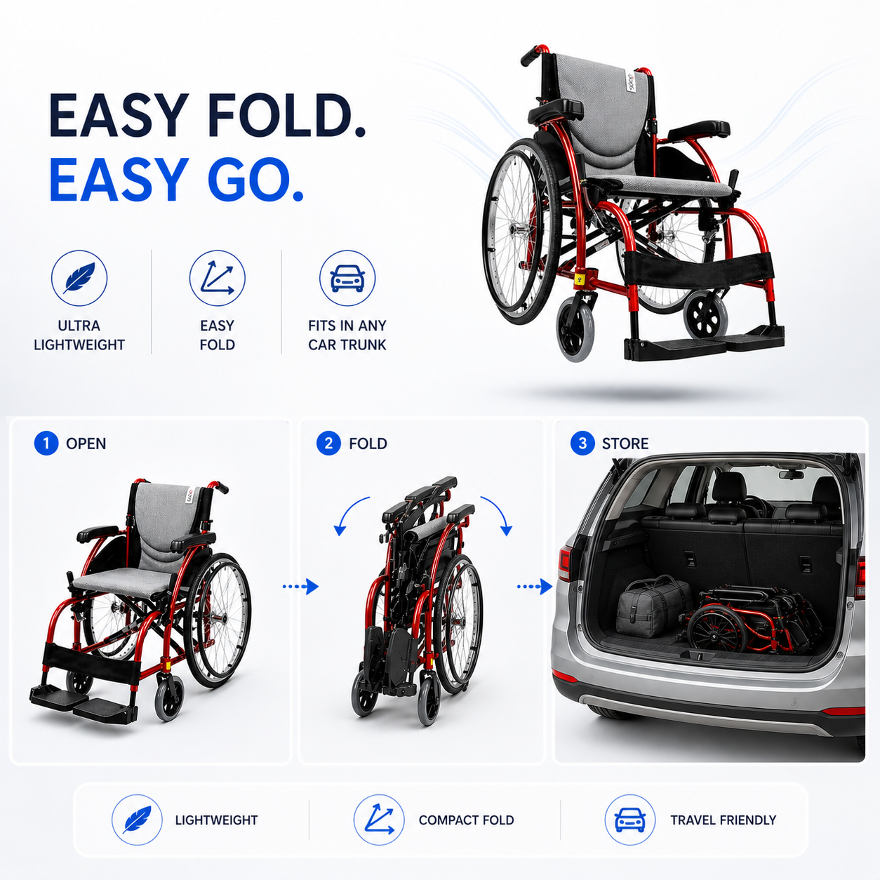 Ultra Light Weight Wheelchair for Rental