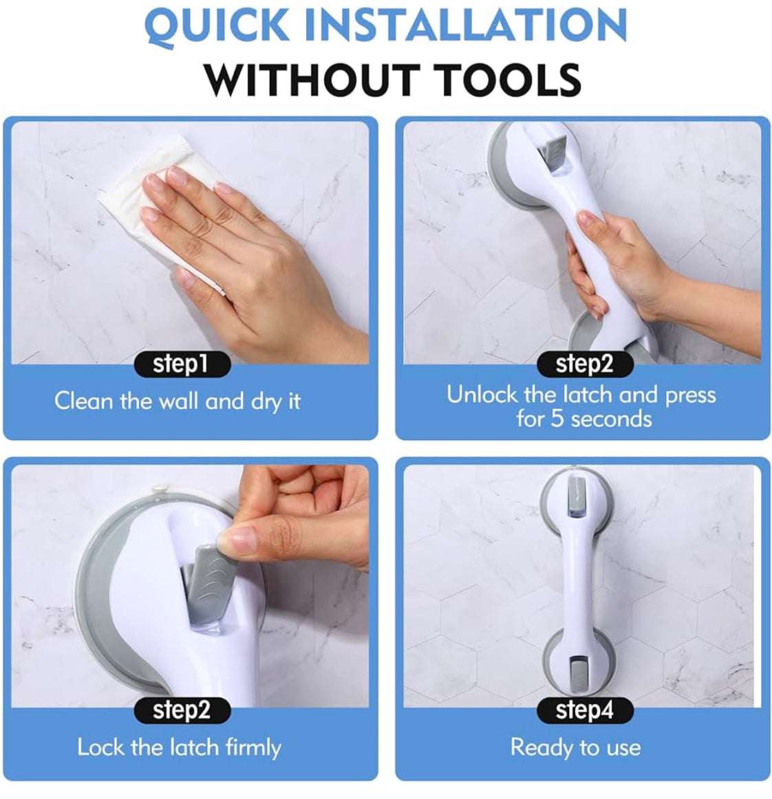 Suction Grab Bars for the Shower 12” Pair