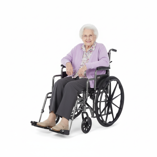 Wheelchair with Desk Arms and Foot Rest