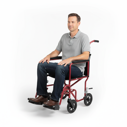 Deluxe Fly-Weight Aluminum Transport Chair with Removable Casters