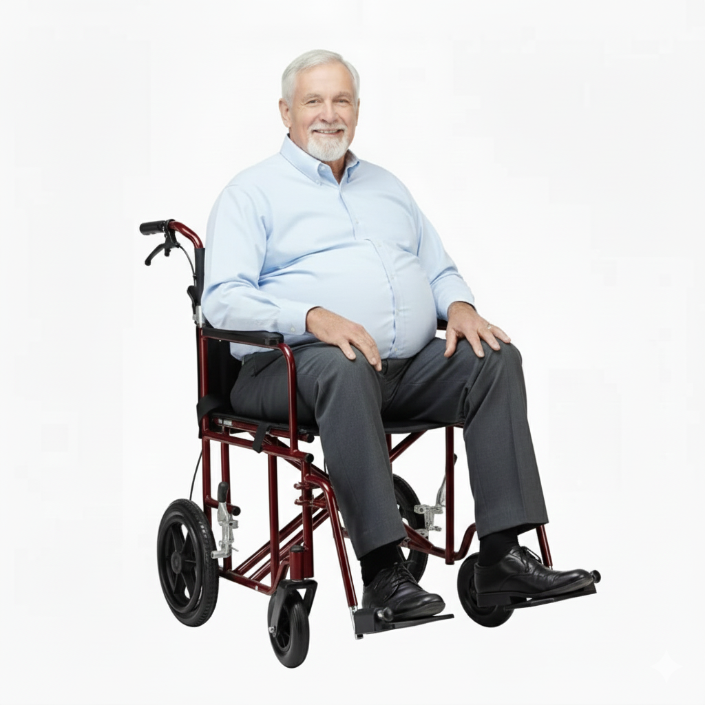 22" Bariatric Aluminum Transport Chair