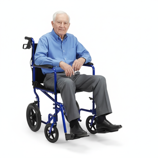 19" Transport Companion Chair with Fold Down Back and Hub Brakes