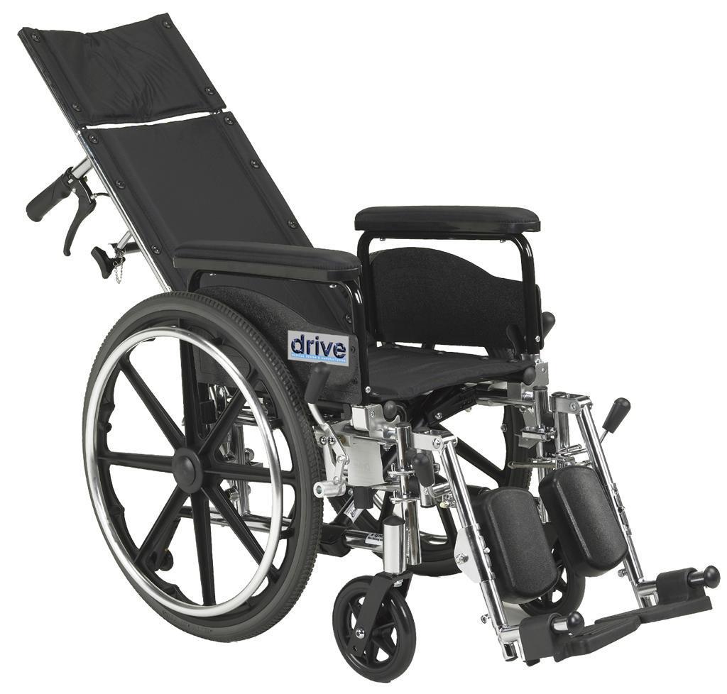 High back reclining wheelchair