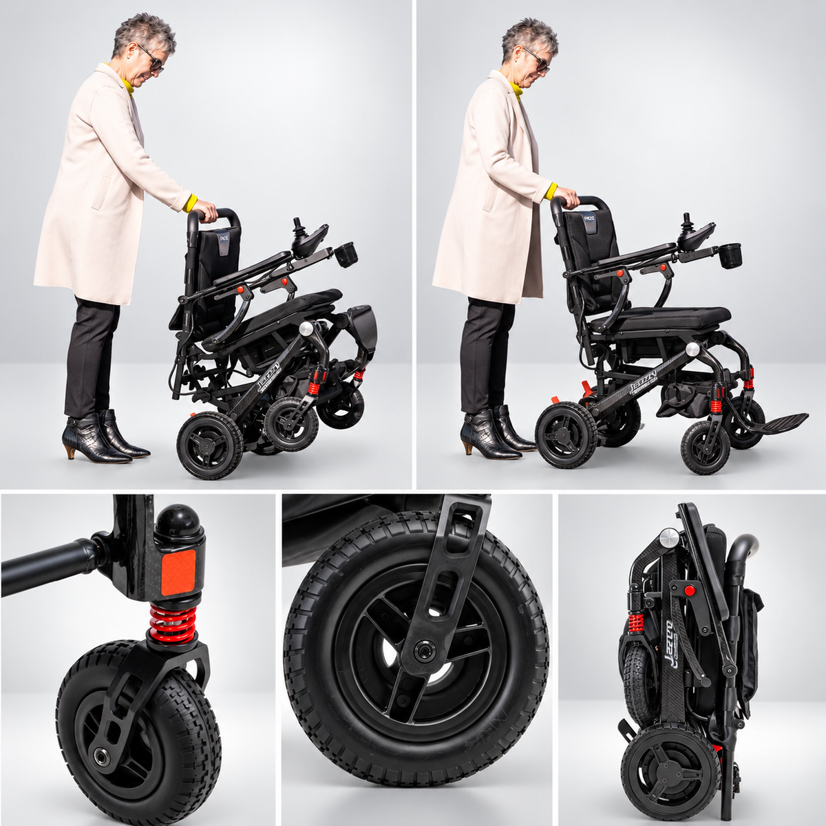 Pride Jazzy Carbon folding power wheelchair, view 3