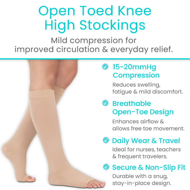 Knee High Open Toe Compression Stockings