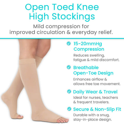 Knee High Open Toe Compression Stockings