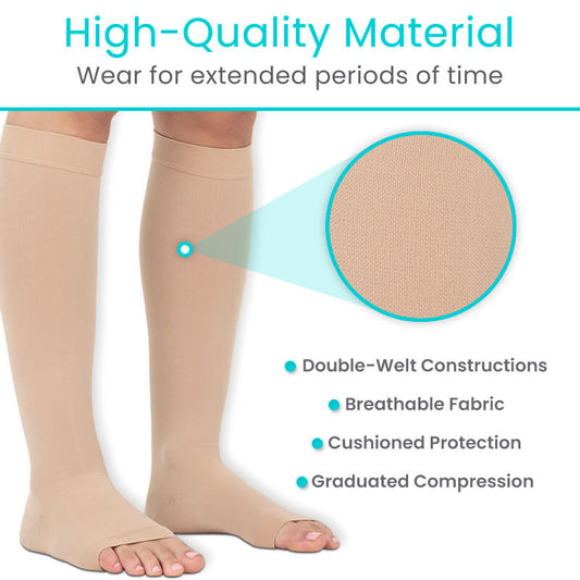 Knee High Open Toe Compression Stockings