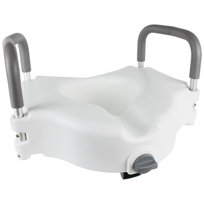Raised Toilet Seat Elongated With Removable Arms, Lock & 5" Height