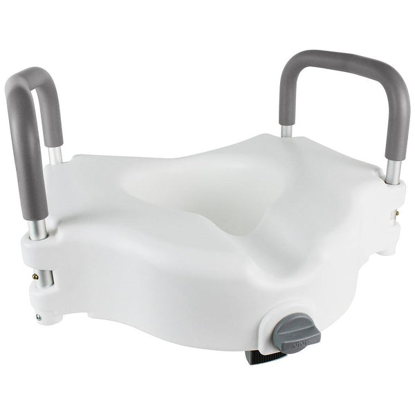 Raised Toilet Seat Elongated With Removable Arms, Lock & 5" Height