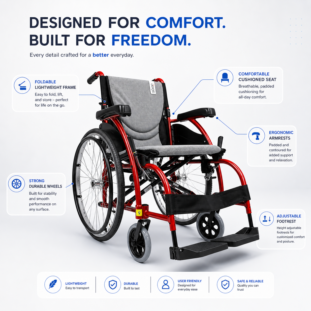 Ultra Light Weight Wheelchair for Rental