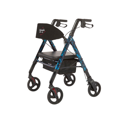 Rhythm Regal Bariatric Aluminum 4 Wheel Rollator w/ Universal Height Adjustment, 450 lbs.