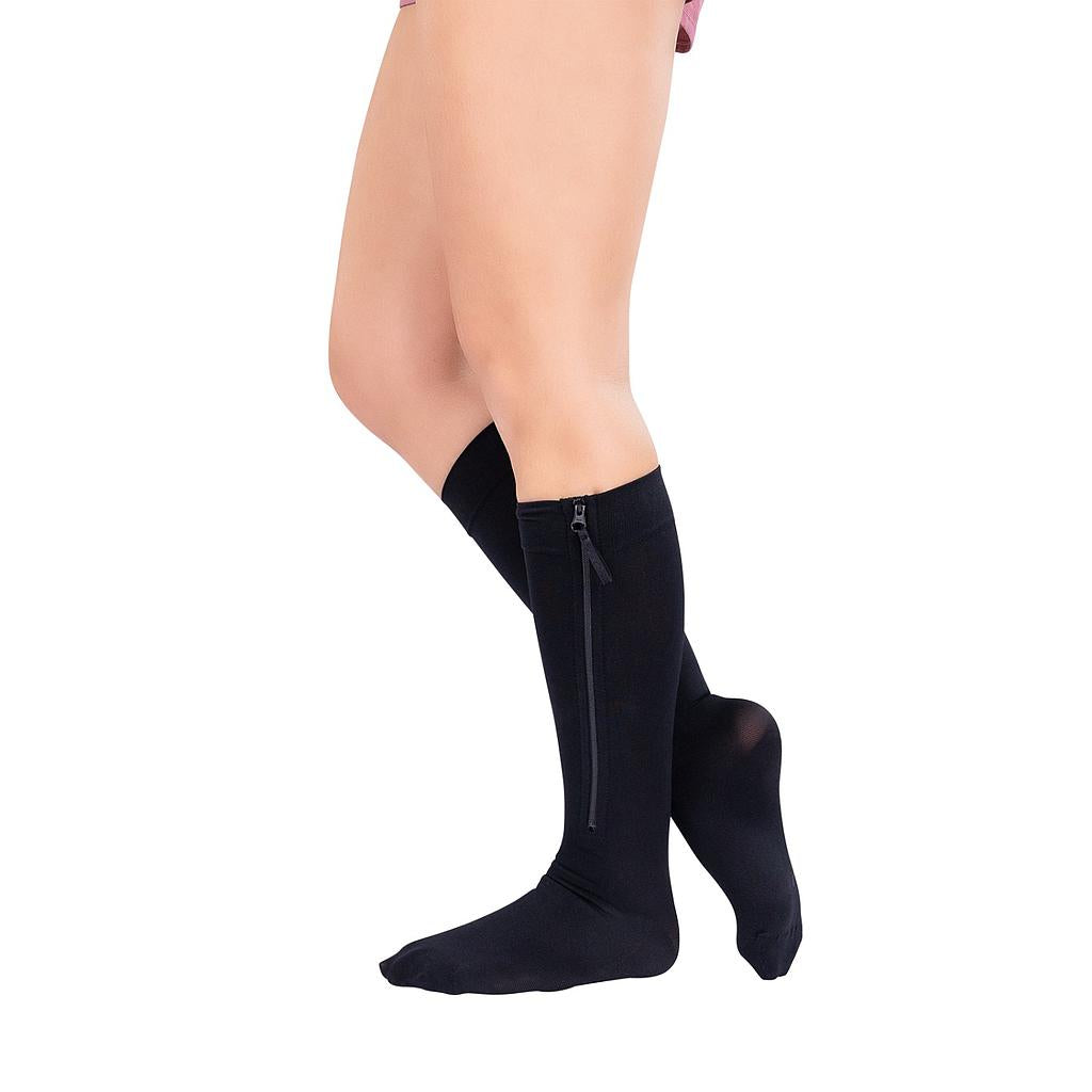 Zippered Knee High Compression Stockings