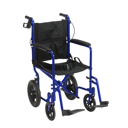 19" Transport Companion Chair with Fold Down Back and Hub Brakes