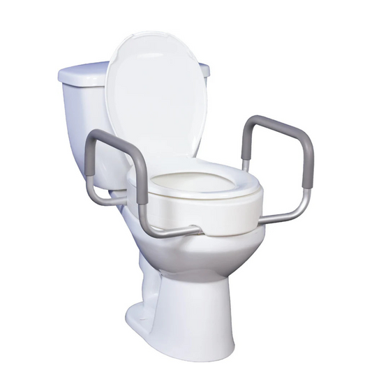Raised Toilet Seat Elongated With Removable Arms, 3.5" Height